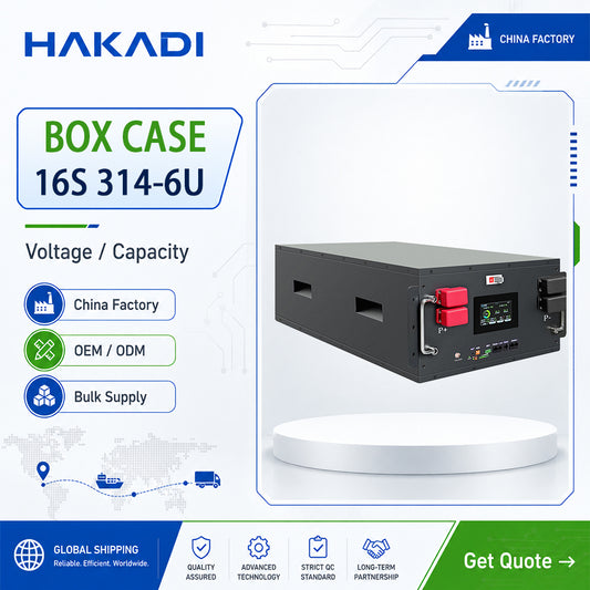 HAKADI Stackable Battery Case with JK BMS 200A V19 4.3'' LCD for 16S280 314 Box Kit 48V LFP PACK
