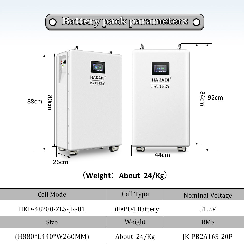 Hakadi SEVB 15KWH 51.v 280A 314A 10000 Cycles Hithium battery CATL lifepo4 Battery cells Grade A JK BMS