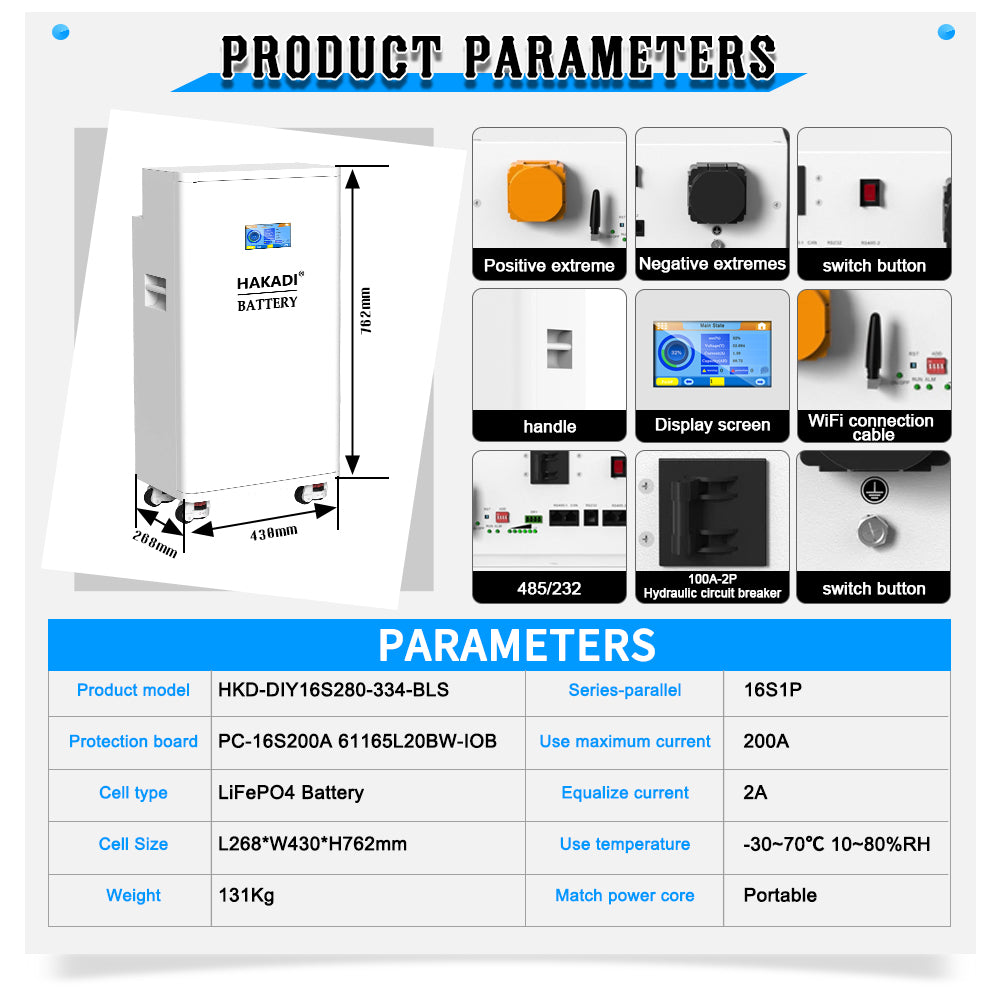 15-16kwh 51.2v 280Ah 314Ah PACE BMS Wifi Bluetooth Standing Home Energy 8000 cycles