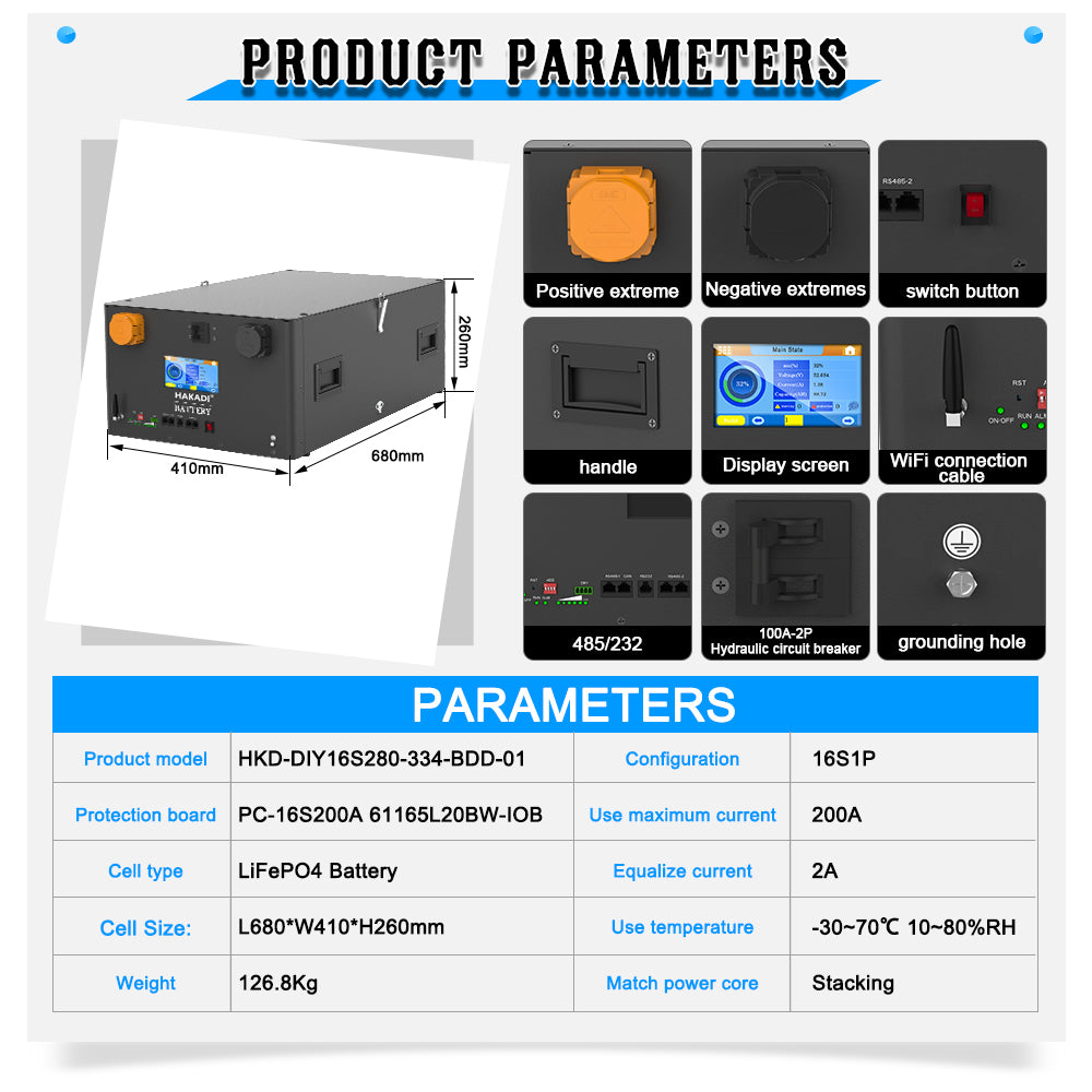 15-16kwh 51.2v 280Ah 314Ah PACE BMS Wifi Bluetooth Stacking Home Energy 8000 cycles