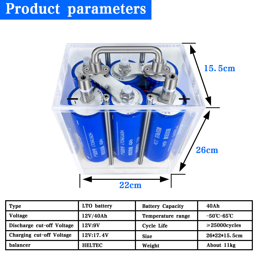 6S1P 40ah Yinlong LTO Battery 12V40AH 66160 With 5.5A Balancer for Car Audio EV Boat Engine Starting