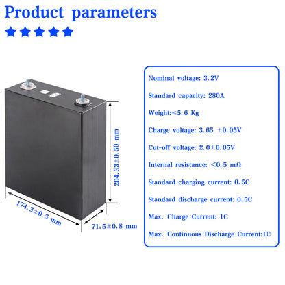 Sunwoda 3.2V280AH Lifepo4 Battery Prismatic Cells Grade A best for 15kwh ESS