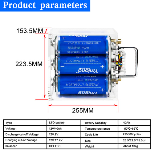 12V 6S1P 40ah 30A 35A 45A Yinlong LTO66160 Battery With 5.5A Balancer for Car Audio EV Boat Engine Starting