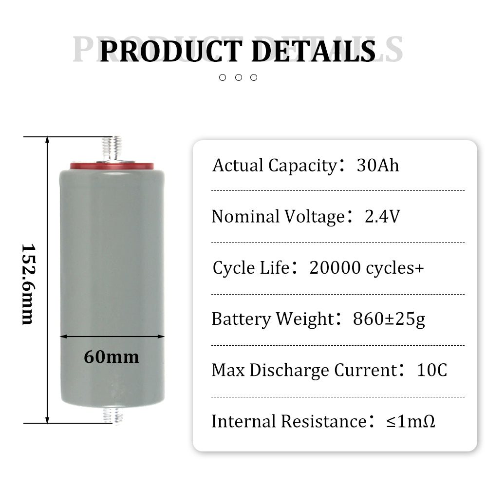 HAKADI 2.4V 30A LTO Battery for sale Car audio battery 16C High discharging Deep Cycles 20000 times!!