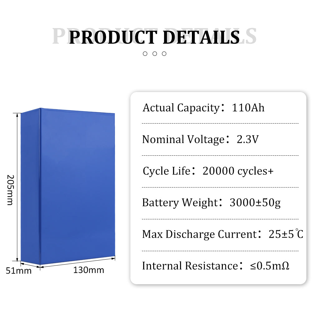 LTO Battery 100ah Yinlong LTO 2.3v 110ah grade A High Capacity 30000 cycles Energy Use Car