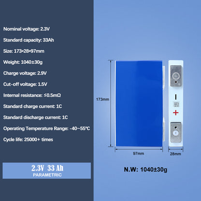 Yinlong 30Ah 33AH LTO Battery Prismatic Cells Grade A 30000 Cycles 10C