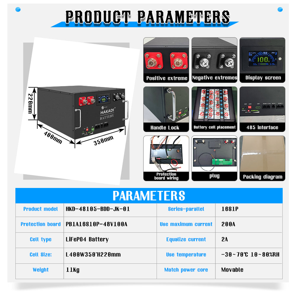 HAKADI 16S105 DIY BOX KITS With 16S 100A BMS CAN RS485 for EVE LF105 lifepo4 DIY 5kwh Energy storage system