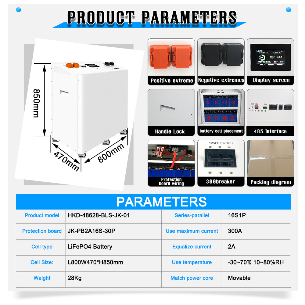 Free Shipping EU Stock: 16S628 MB56 Batter Case with 300A JK BMS for 16Pcs EVE MB56