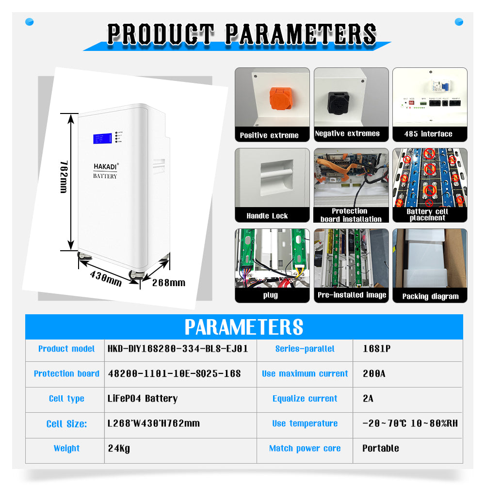 51.2V 280A 51.2V 314Ah 15-16kwh Home Energy EN BMS Standing Type 8000 Cycles
