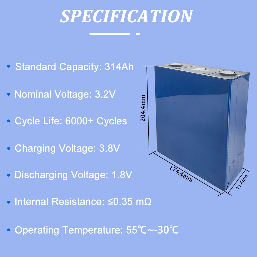 CALB LF314 3.2V Lifepo4 Batteries 10000 Cycles Grade A+ Lithium Prismatic Cells for Business Project Home Installation 15kwh Energy