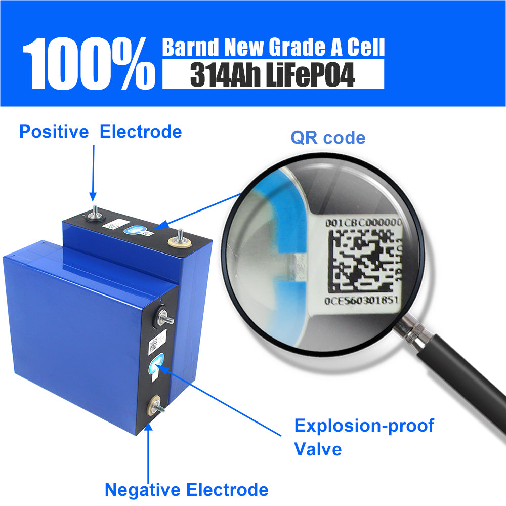 EU Stock- CATL 3.2V 314A LFP Grade A 8000 Cycles with Bars 16kwh Solar Sytem Battery Free Ship Free Tax