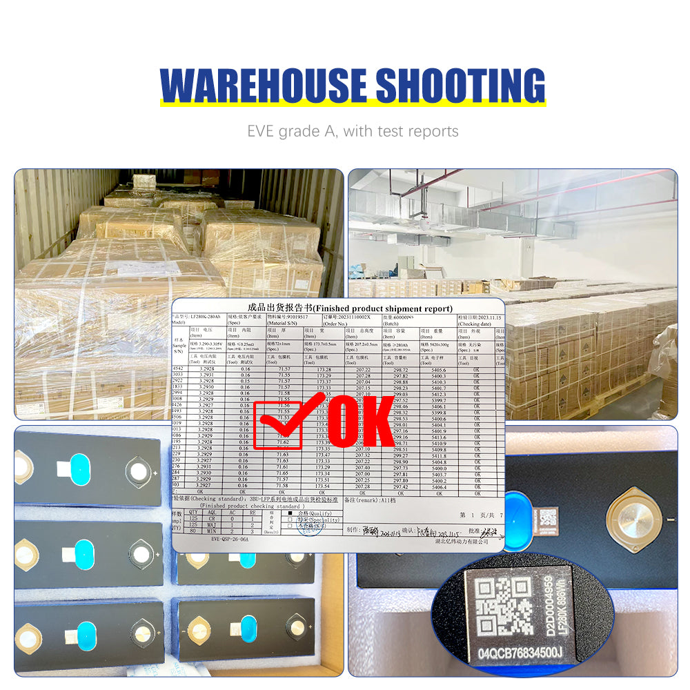 Europe Warehouse EVE 3.2V 280K V1 Grade A+ EV Lifepo4 Battery for Car 8000 Cycles Best Selling for 48V 280A Energy Storage System