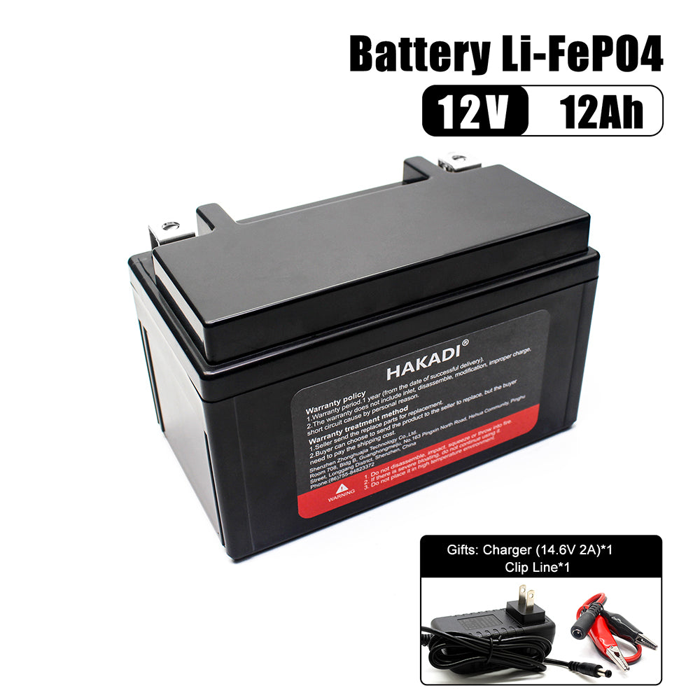 HAKADI Rechargable 12V 12A Lifepo4 Battery Pack Lithium IOn 4000 Cycles High Safe for Outdoor Power Supply