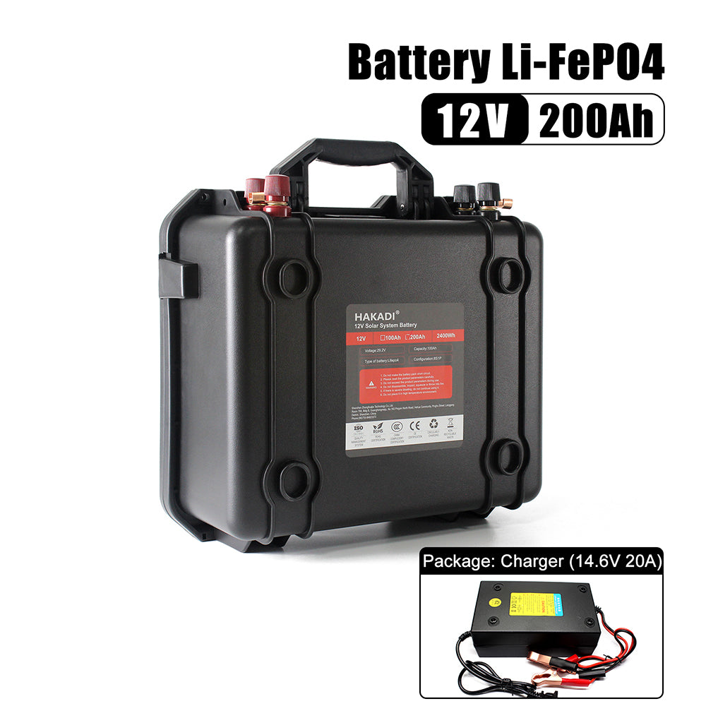 Shop now! Lifepo4 12v 200ah battery BMS Deep Cycles Portable Rechargable Pack for Energy Starge Sytem