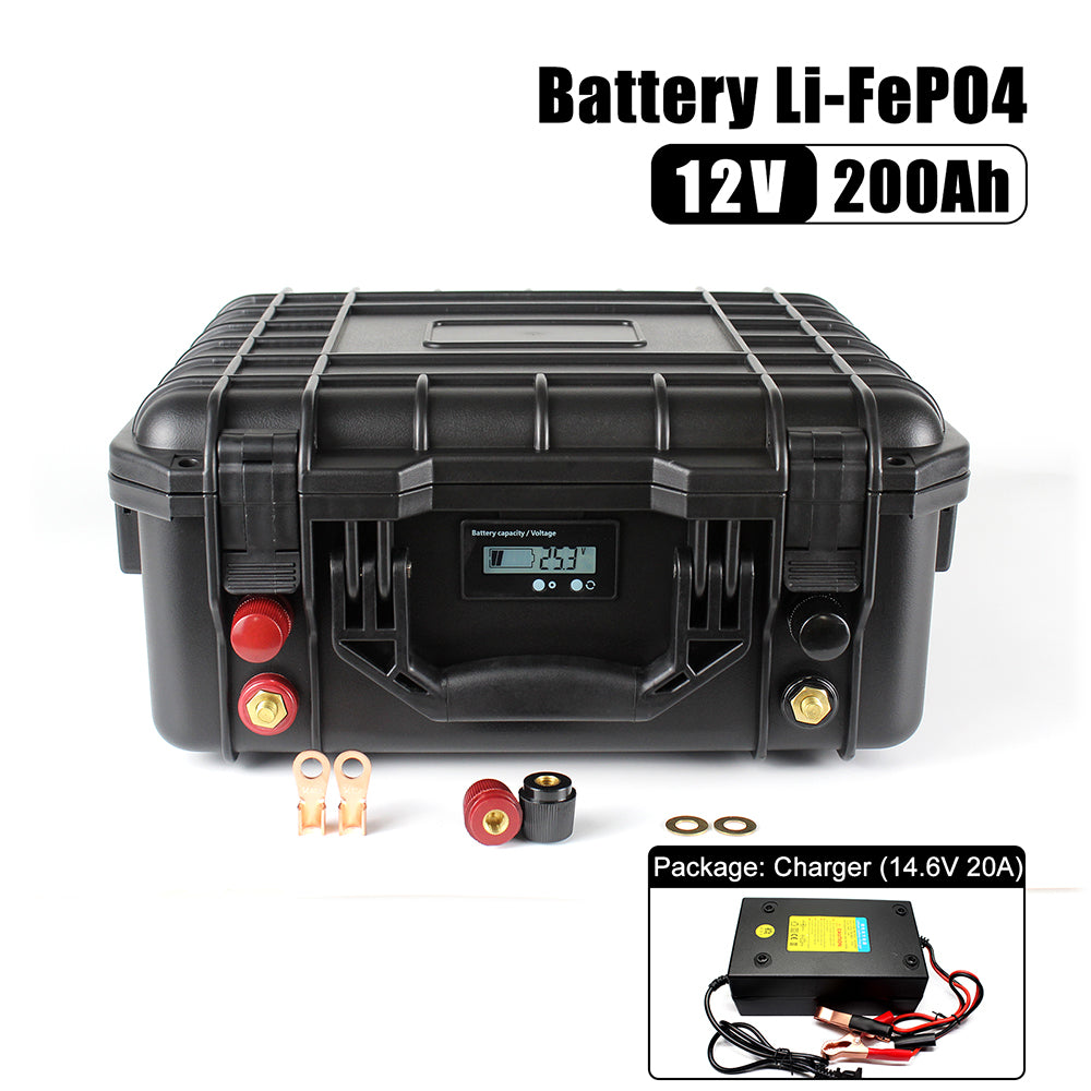 Shop now! Lifepo4 12v 200ah battery BMS Deep Cycles Portable Rechargable Pack for Energy Starge Sytem