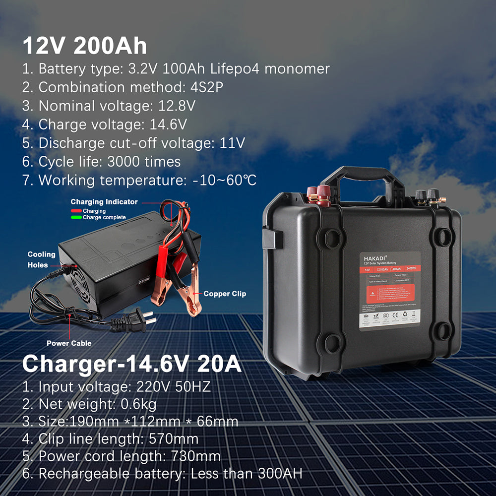 Shop now! Lifepo4 12v 200ah battery BMS Deep Cycles Portable Rechargable Pack for Energy Starge Sytem