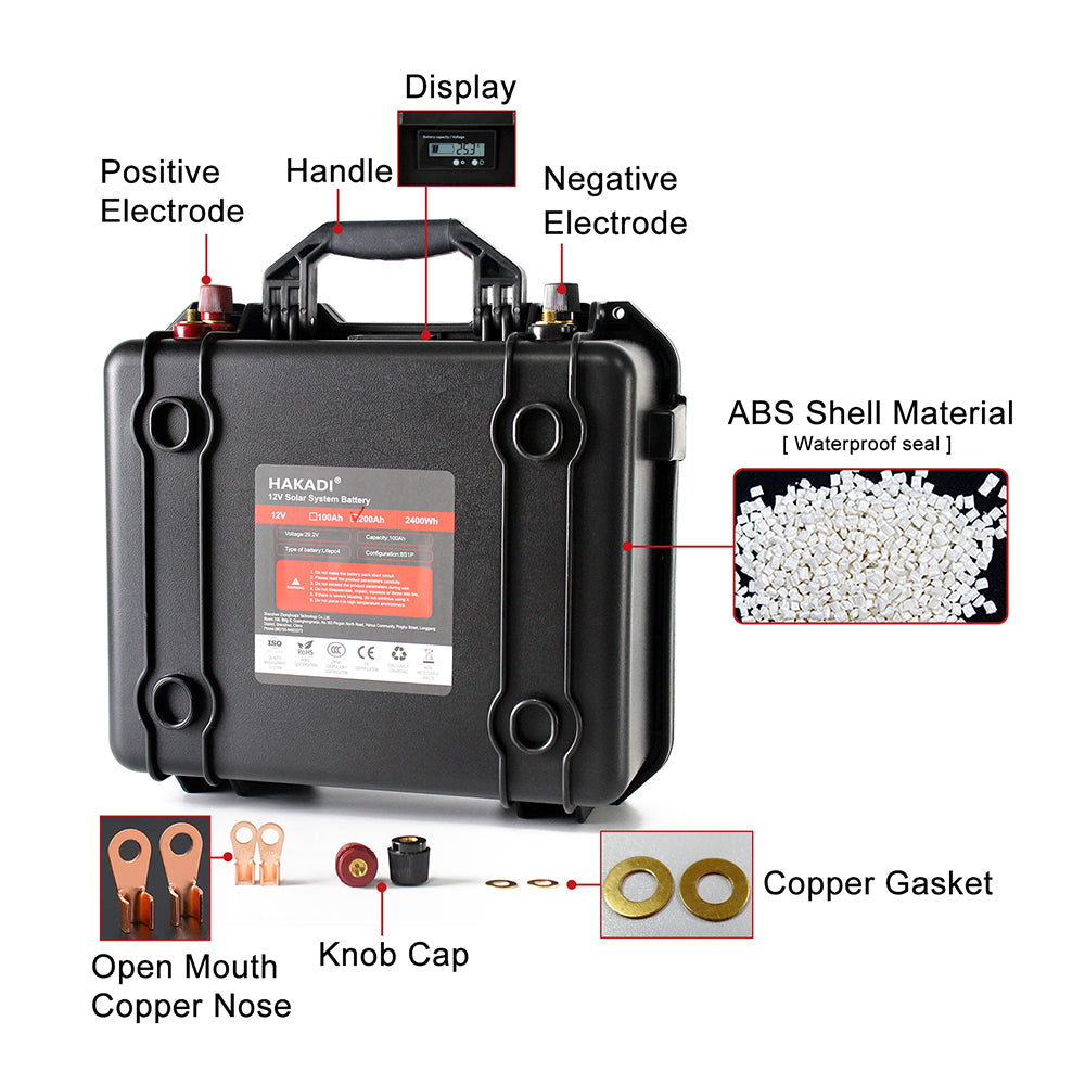 Shop now! Lifepo4 12v 200ah battery BMS Deep Cycles Portable Rechargable Pack for Energy Starge Sytem