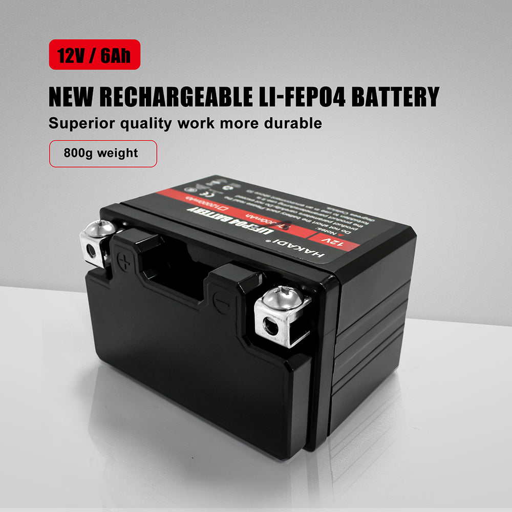 HAKADI 12V 6A LFP Battery Pack for Toy, Small Tool, Back up Power Lifepo4 Battery Built-in BMS Free Charger EU USA Plug