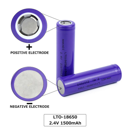 HAKADI 18650 1500mah 2.4V LTO Batteries Rechargeable Grade A 20000 cycles 10C Discharge