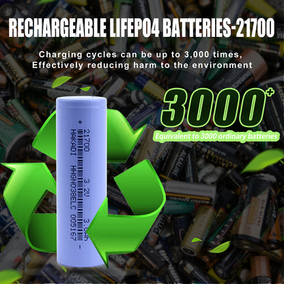 HAKADI Lifepo4 21700 3.2V 3000mAh 3C-5C Discharge Rechargeable Battery CellDIY 12V 24V 48V Energy Storage