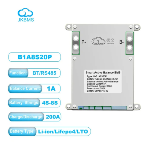 JK BMS Bluetooth Smart 4S 8S 12S 16S 100A 120A 150A 200A 300A with balancer 1A 2A 0.6A for Lifepo4 battery Li-ion LTO Battery