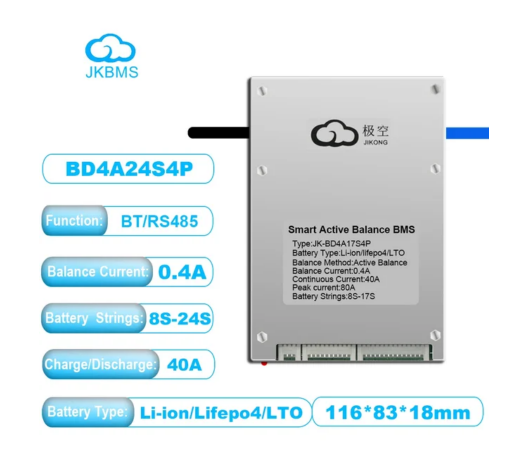 JK BMS Bluetooth Smart 4S 8S 12S 16S 100A 120A 150A 200A 300A with balancer 1A 2A 0.6A for Lifepo4 battery Li-ion LTO Battery