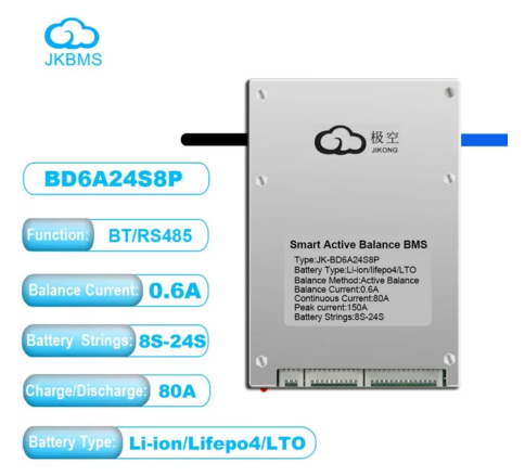 JK BMS Bluetooth Smart 4S 8S 12S 16S 100A 120A 150A 200A 300A with balancer 1A 2A 0.6A for Lifepo4 battery Li-ion LTO Battery