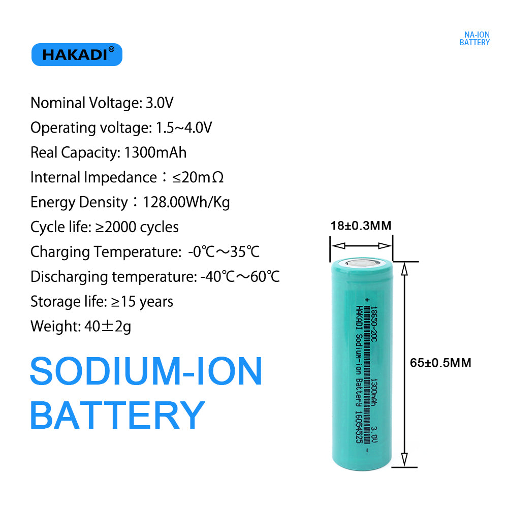 Sodium ion Battery For sale 18650 3V 1300mAh 20C for DIY 12v sodium battery pack Motor Start Power