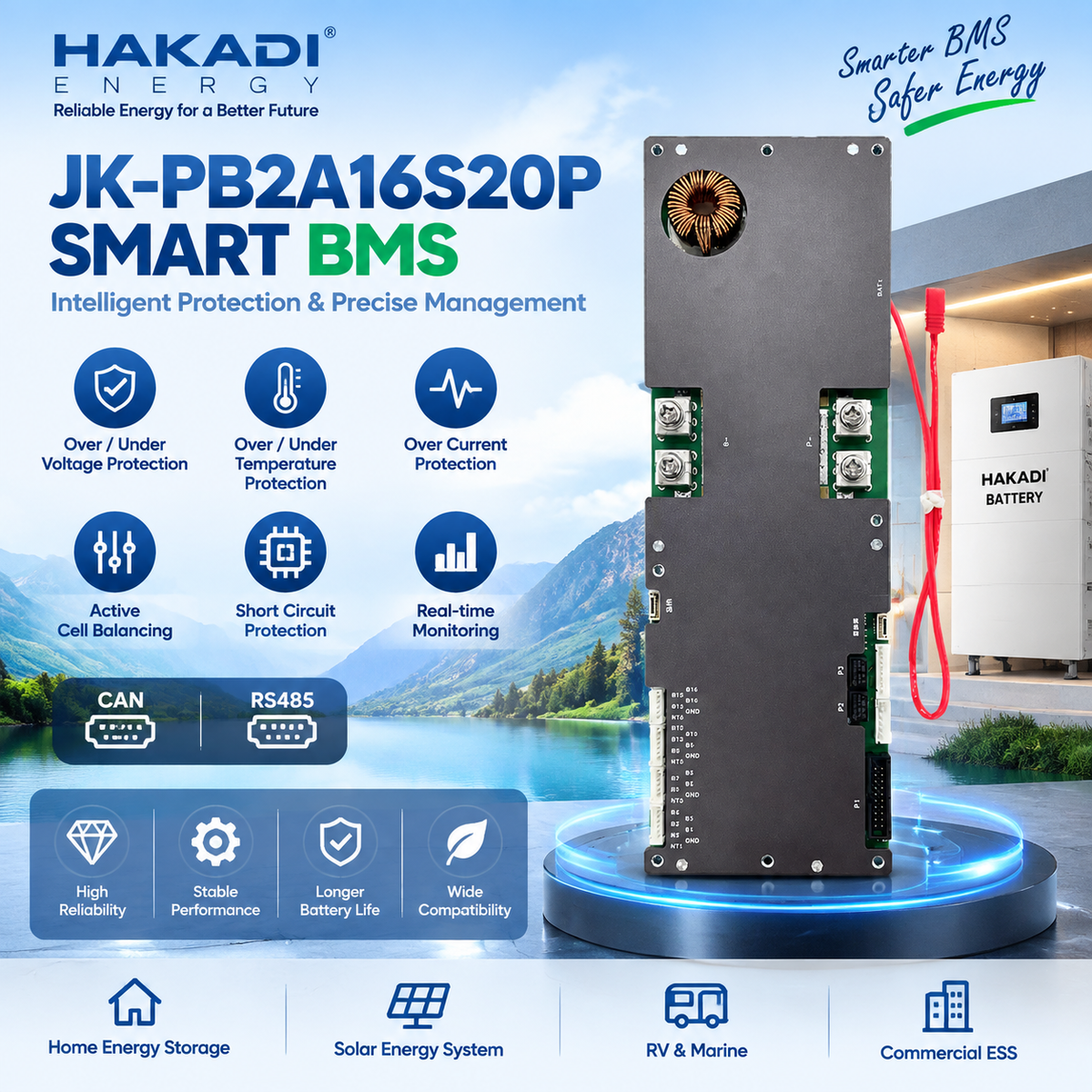 2026 NEW HAKADI Sodium Battery Pack 48V 10kwh 200A JK BMS Home Energy System 4000 Cycles
