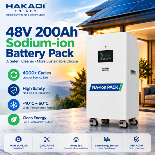 2026 NEW HAKADI Sodium Battery Pack 48V 10kwh 200A JK BMS Home Energy System 4000 Cycles