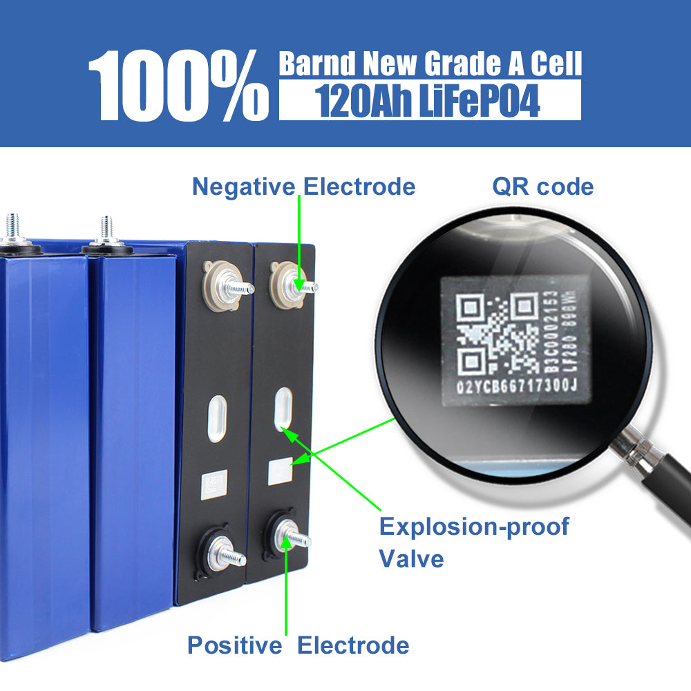 HAKADI  Lifepo4 HIGEE 3.2V 120Ah Original Brand New LFP Rechargeable Battery Cell 4-16PCS For DIY 12V 24V 48V Solar Energy Storage RV Boat