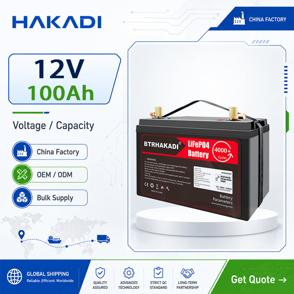 HAKADI 12 Volt Akku Lifepo4 100Ah Lithium Battery Box Lifepo4 Battery Management System With Bluetooth And Charger