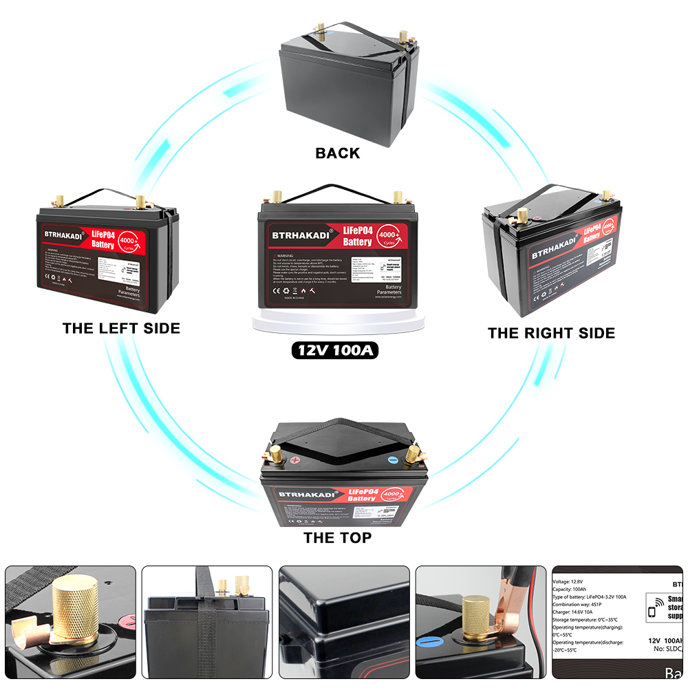 HAKADI 12 Volt Akku Lifepo4 Lithium Battery Box 100Ah 200Ah Lifepo4 Battery Management System With Bluetooth And Charger