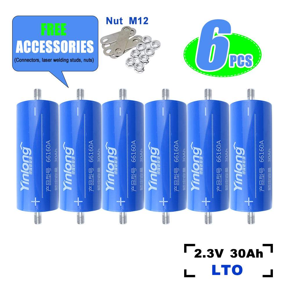Yinlong 2.3v 30A LTO battery 66160 10C 400A Long Cycles 25000 Times for DIY Pack Car Audio, Energy Hybrid in Low Temperature
