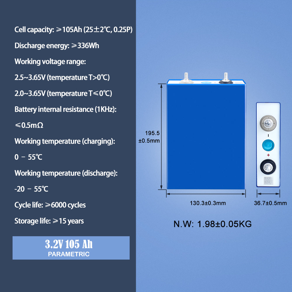 EVE 3.2V LF105A LiFePO4 3C EV Battery Grade A Prismatic Cell For 12V100A Boat, RV Solar System Can Ship to Ukraine
