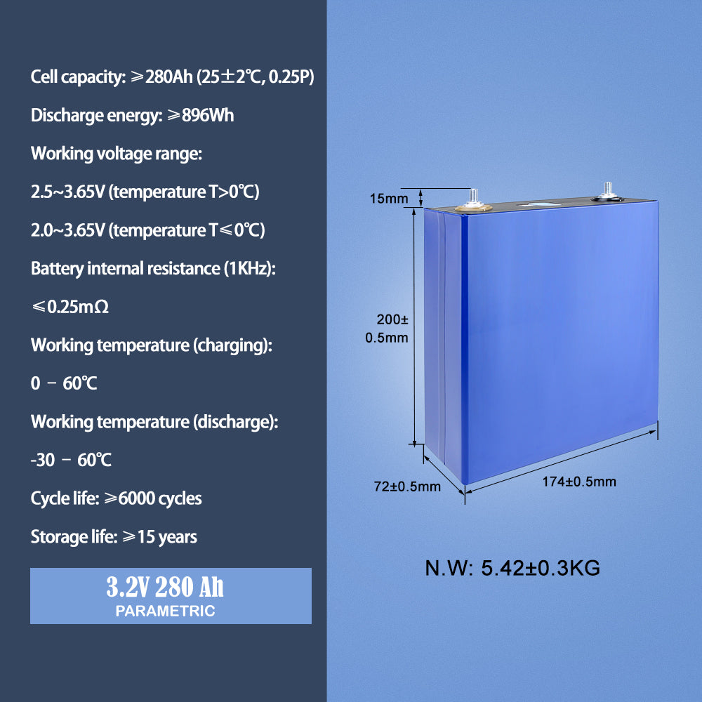 EVE LF280K V1 Grade A  Lifepo4 Cells  for 48V 51.2V 15Kwh Home Energy Hybrid Inverter Deye