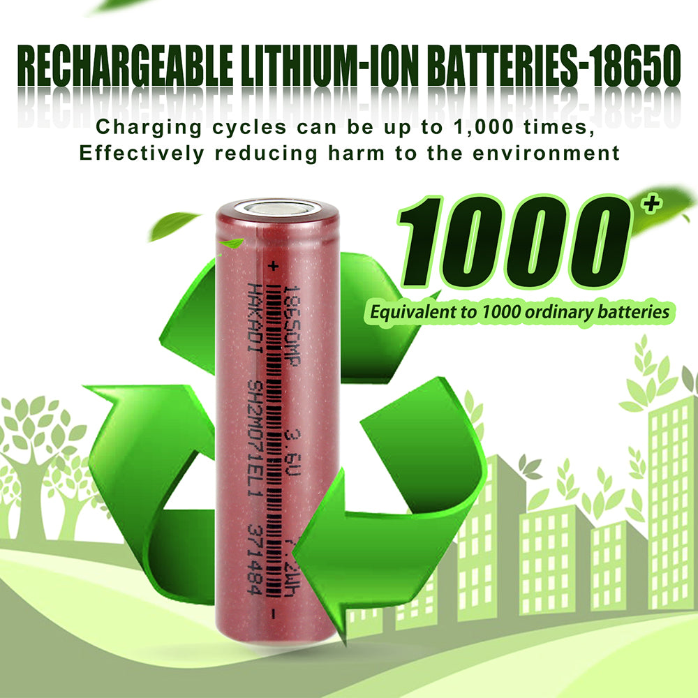 HAKADI Lithium Ion Battery 18650 3.7V 2000mAh Rechargeable Battery For Flashlight Kids Toy Finder