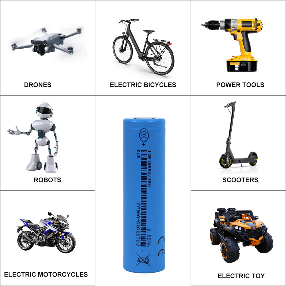 EVE INR/18650 26V 3.65V 2550mah-7.5A li-ion battery NMC Cells