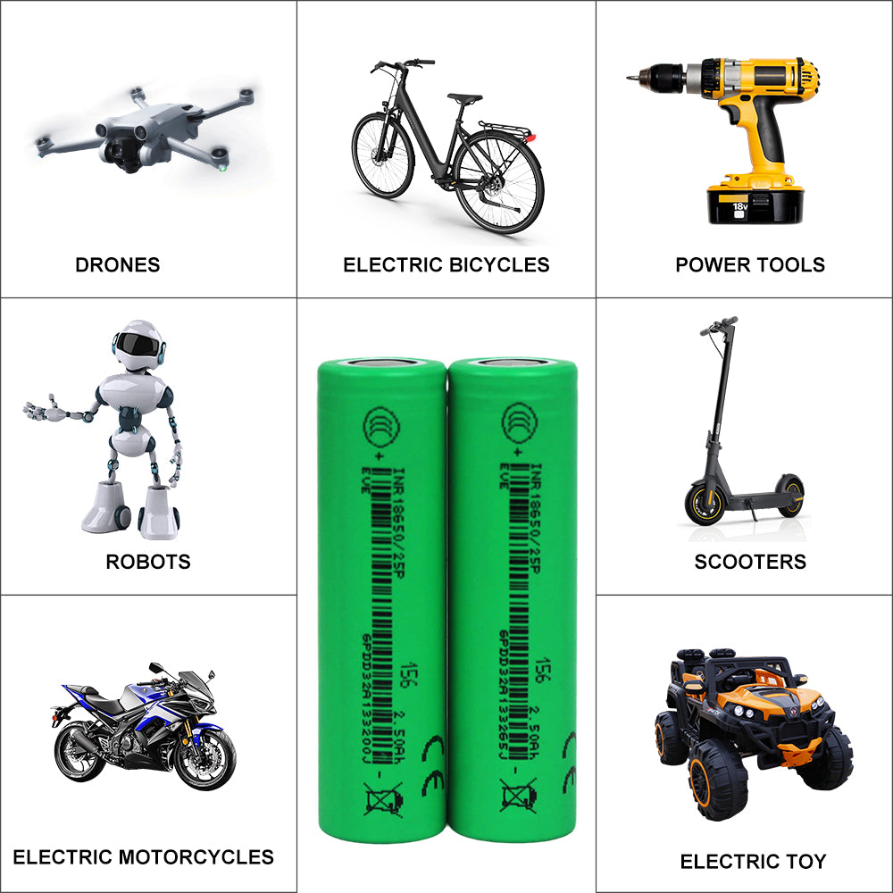 EVE INR/18650 25P 3.65V 2500mah-30A Max Li-ion NMC Power Cells
